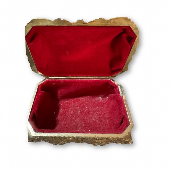Vintage Gold Metal Jewelry or Trinket Box - Picture 4 of 4